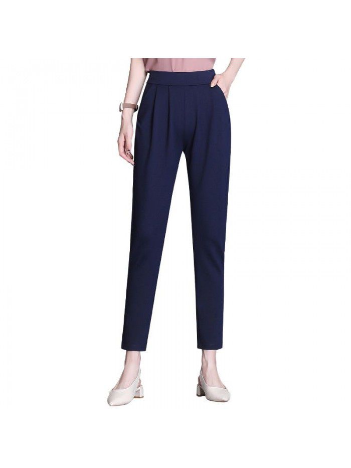Harlem pants women's autumn summer high waist loose casual pants large elastic pants women's radish pants elastic Capris 