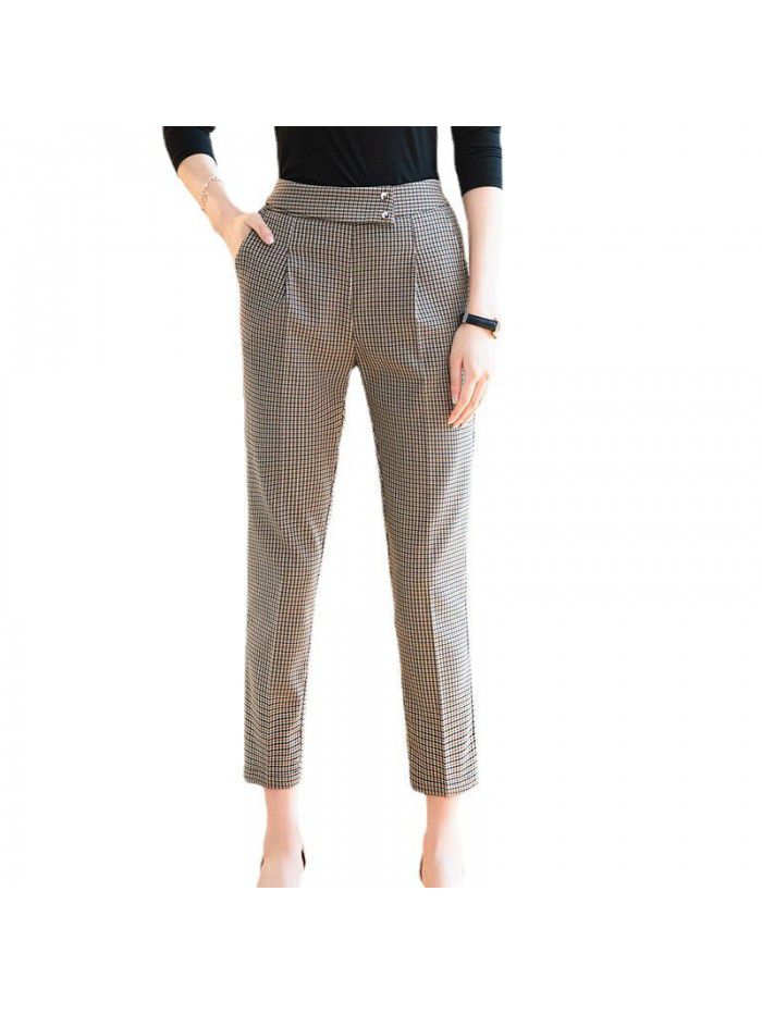 Plaid suit pants  spring and summer new Capris children's summer thin women's Plaid casual pants 