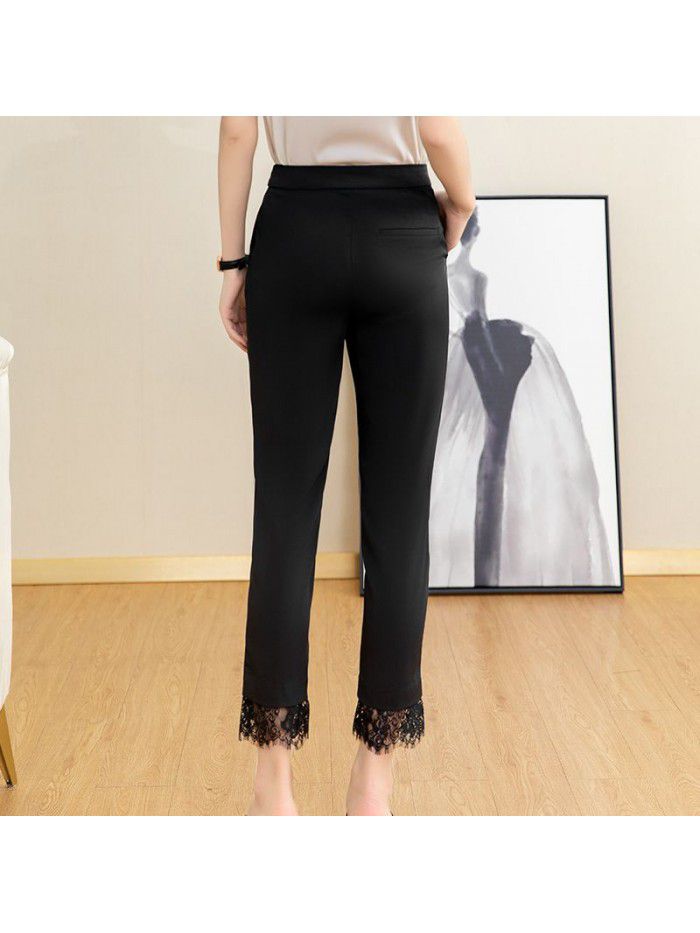 Popular casual black pants women's  summer new slim versatile straight pencil pants Leggings 
