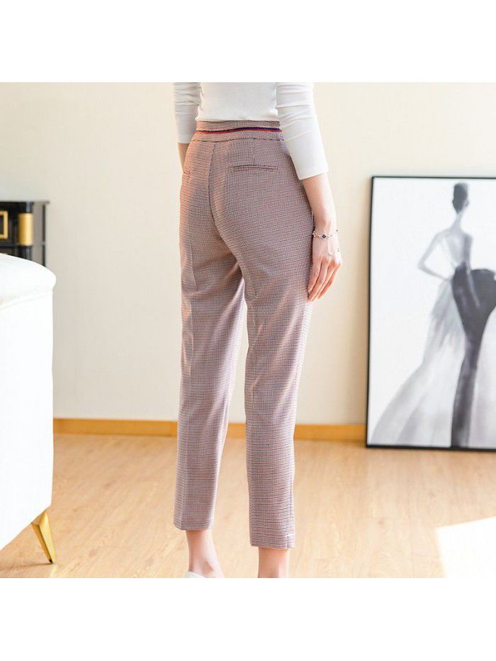 High end suit pants female  spring and summer new fashion temperament commuting high waist straight pants smoke pipe pants work pants female 