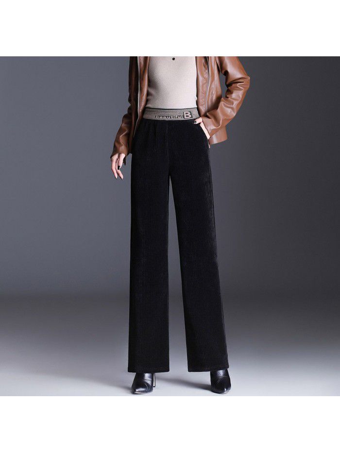 Popular chenille wide leg pants women's new high waist down corduroy straight pants 