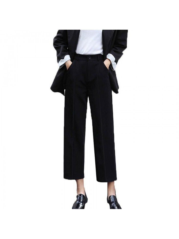 Women's summer high waist drop short suit wide leg pants 