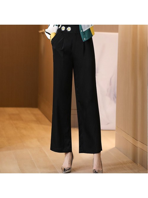 Black silk casual pants women's summer  new s...