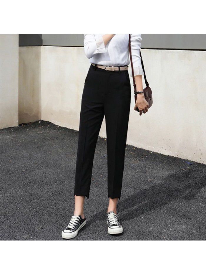 Early autumn  suit pants women's slim nine point trousers small leg pants large professional straight tube loose pipe pants 