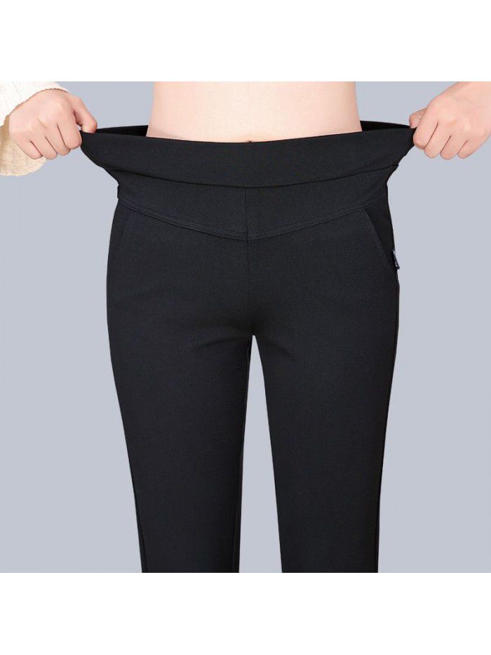 Autumn  fashion straight pants children's Korean high waist slim casual pants women's black thin pants 
