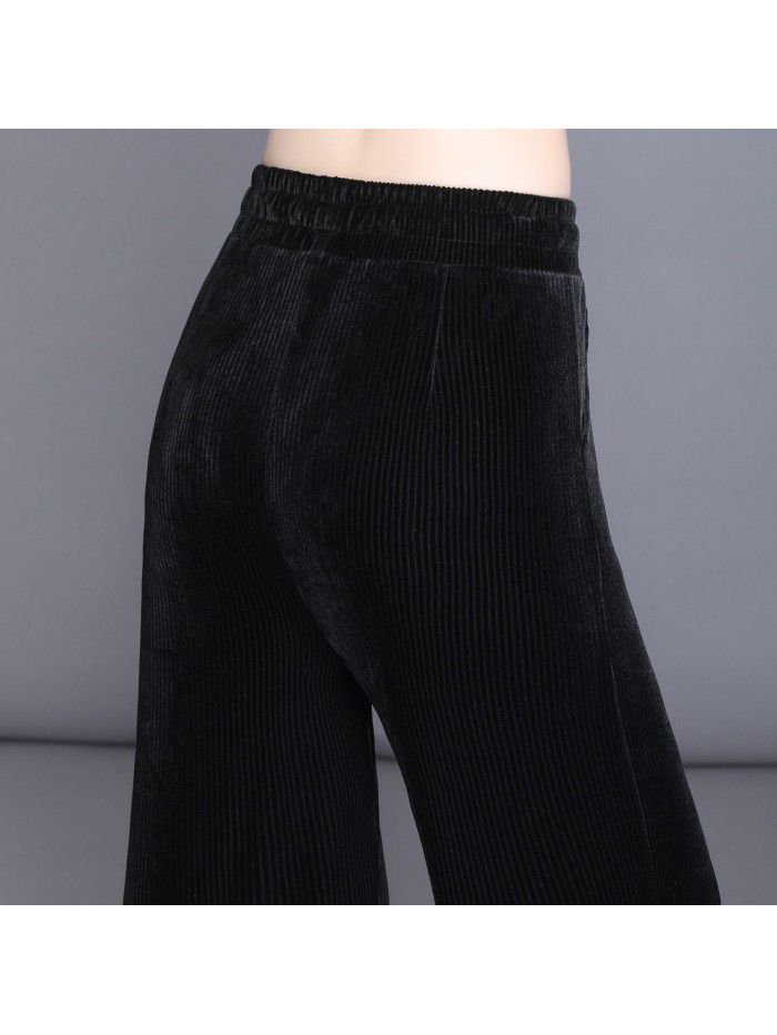  High Waist Wide Leg Pants women's summer and autumn loose drop feeling straight leisure Velvet Pants women's autumn large casual pants 