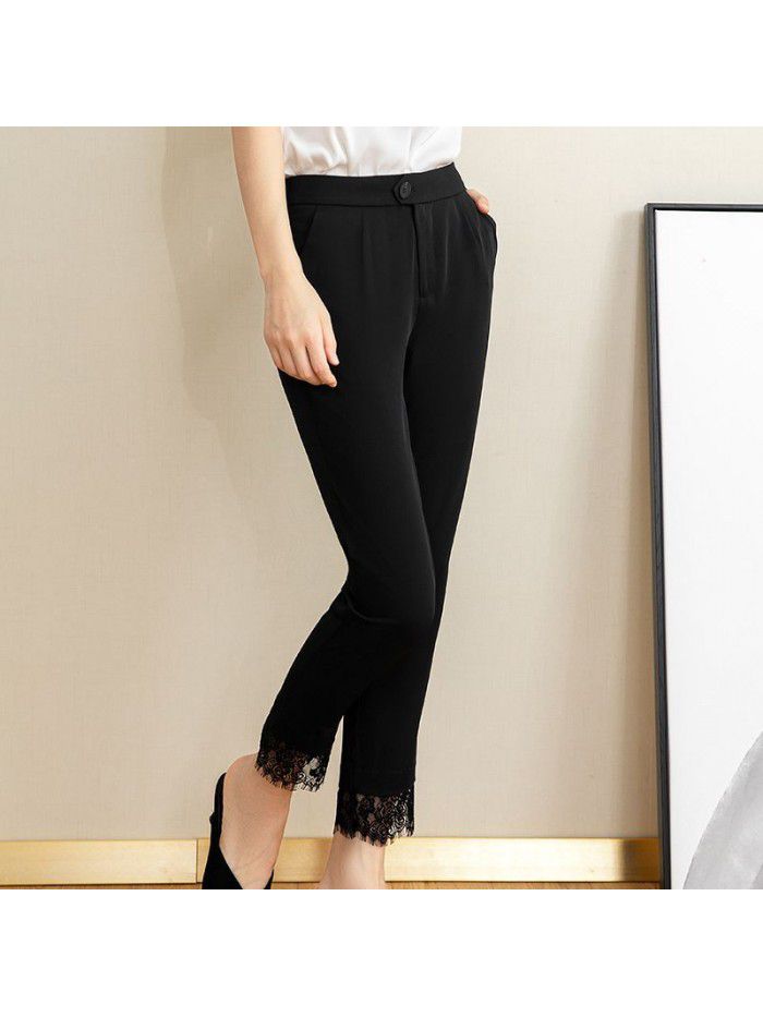 Popular casual black pants women's  summer new slim versatile straight pencil pants Leggings 