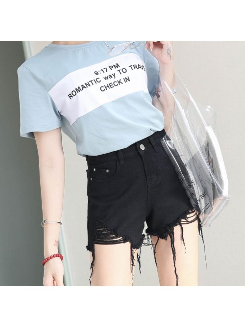 Black Denim Shorts women's summer wear beggar...