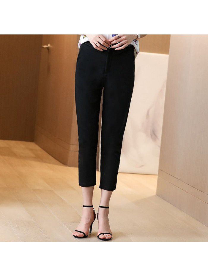 Black pencil pants women's spring summer  new nine point slim waist versatile high waist radish small foot pipe pants 