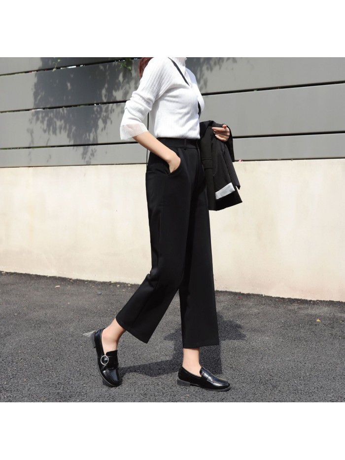 Women's summer high waist drop short suit wide leg pants 