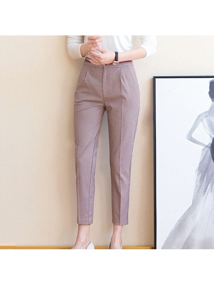 High end suit pants female  spring and summer new fashion temperament commuting high waist straight pants smoke pipe pants work pants female 