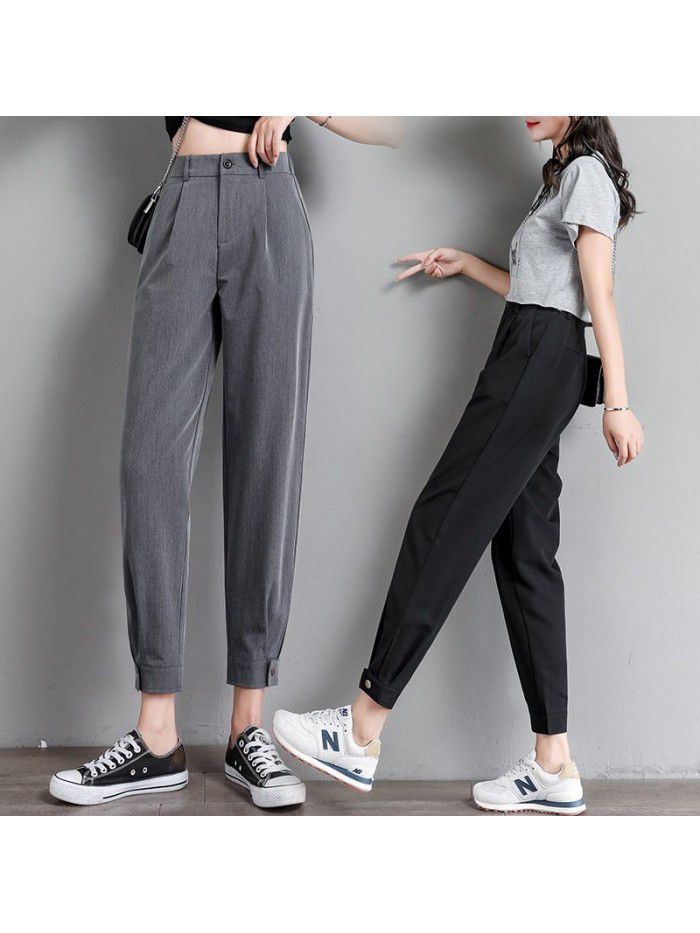 Harlem pants loose casual suit straight tube high waist show thin black radish small feet women's pants sell well in autumn 