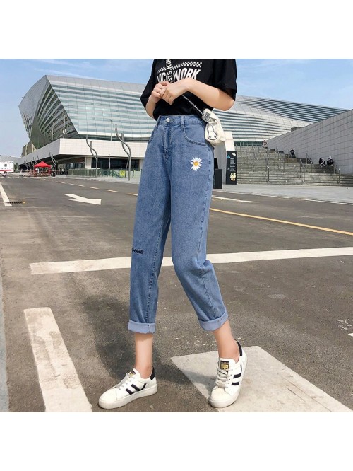 Autumn  new straight tube loose hole pants show th...