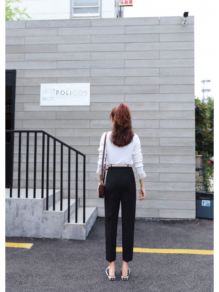 Early autumn  suit pants women's slim nine point trousers small leg pants large professional straight tube loose pipe pants 