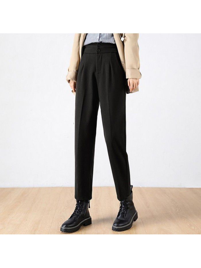 Harlem pants women's pants loose straight tube show thin leisure spring and autumn winter thickened high waist woolen robe pants 