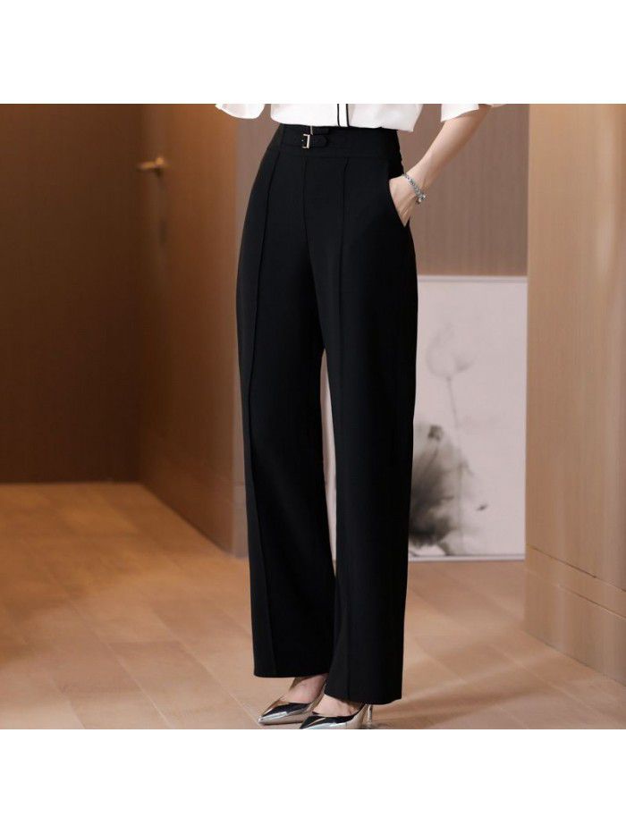 Wide leg pants women's summer  new high waist loose drop feeling show thin casual Korean versatile drop feeling straight pants 