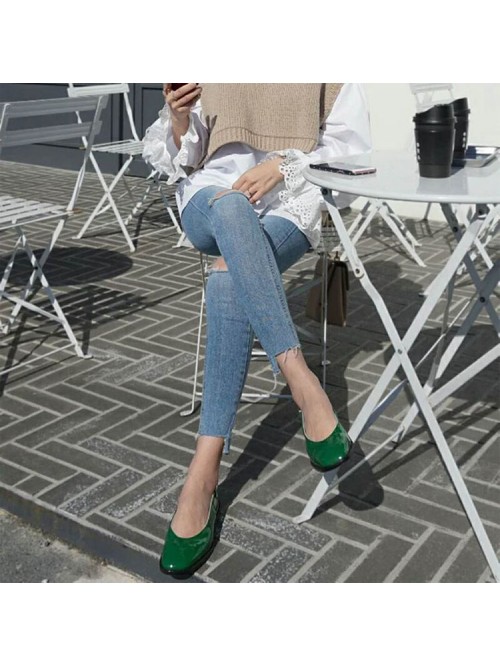 Light color ragged jeans women's nine point b...