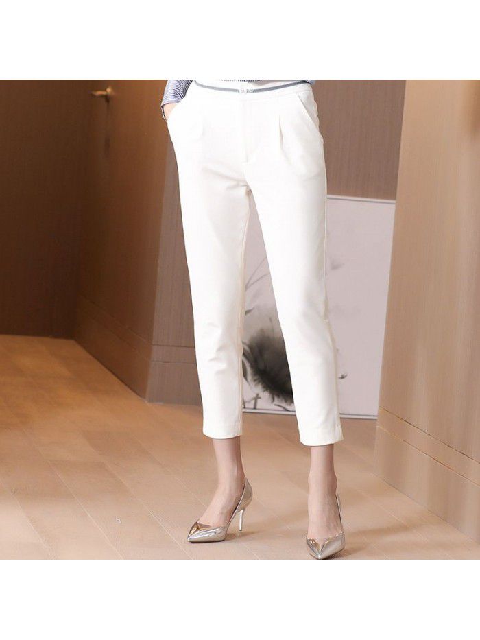 Capris summer thin high waist straight white pants slim cotton summer wear  new fashion pants women's summer 