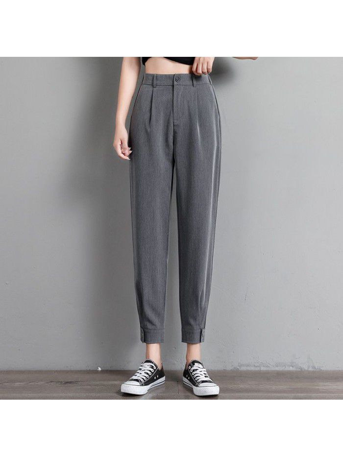 Harlem pants loose casual suit straight tube high waist show thin black radish small feet women's pants sell well in autumn 