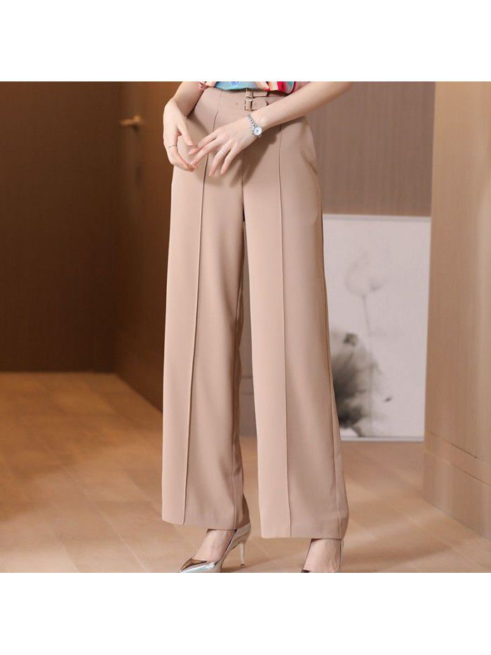 Wide leg pants women's summer  new high waist loose drop feeling show thin casual Korean versatile drop feeling straight pants 