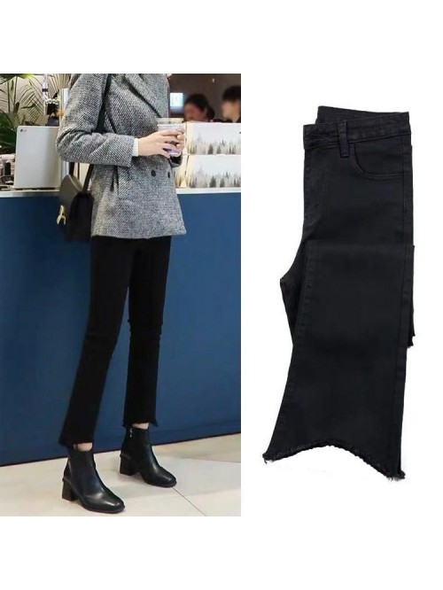 Black micro flared pants women's Capris sprin...