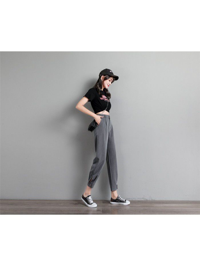 Harlem pants loose casual suit straight tube high waist show thin black radish small feet women's pants sell well in autumn 