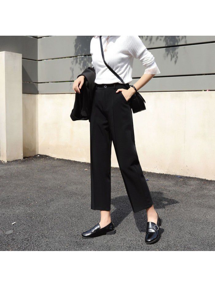 Women's summer high waist drop short suit wide leg pants 