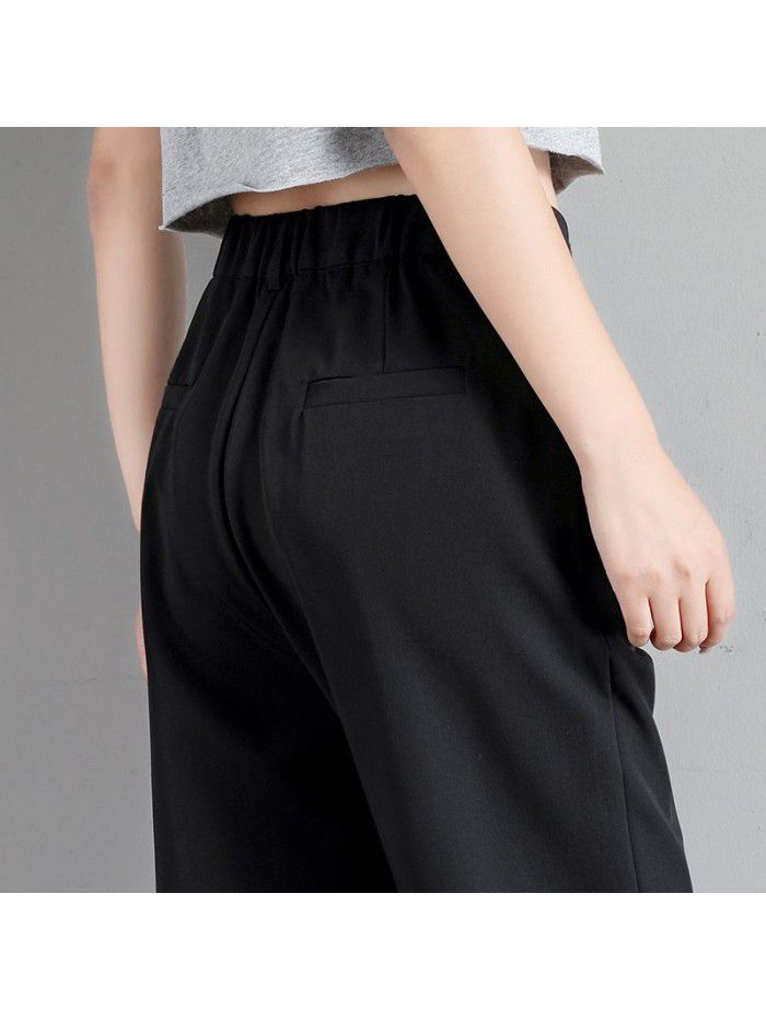 Harlem pants loose casual suit straight tube high waist show thin black radish small feet women's pants sell well in autumn 