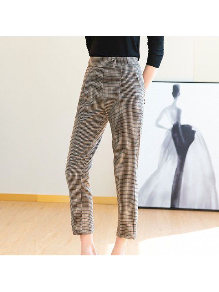 Plaid suit pants  spring and summer new Capris children's summer thin women's Plaid casual pants 