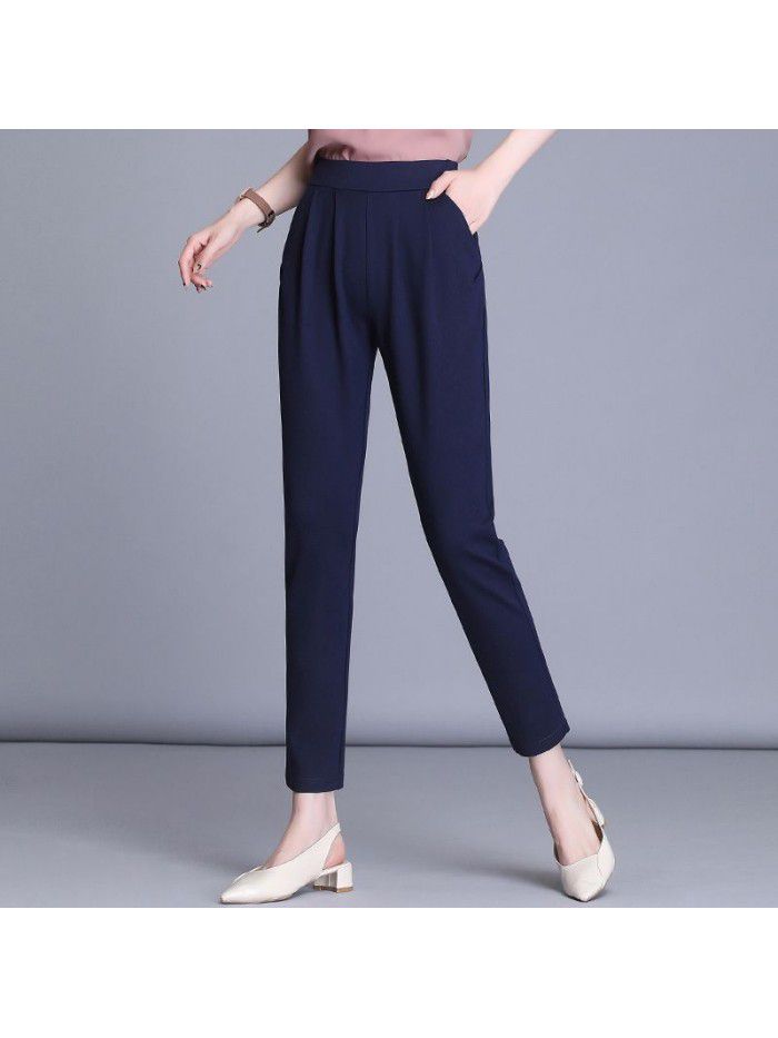 Harlem pants women's autumn summer high waist loose casual pants large elastic pants women's radish pants elastic Capris 