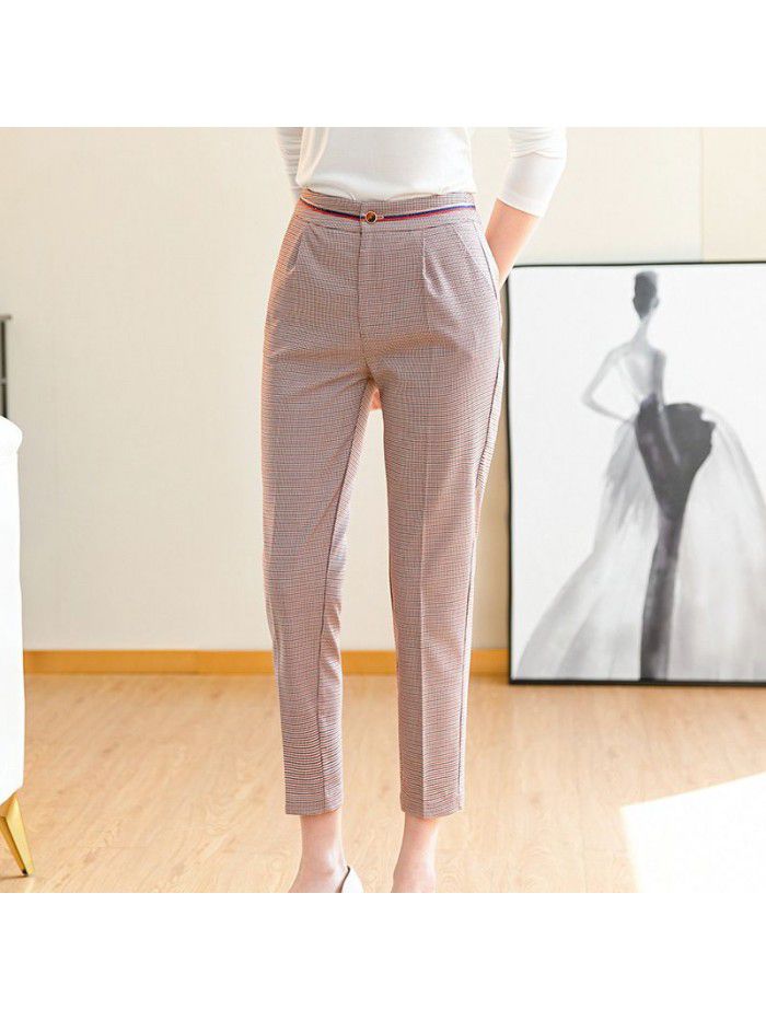 High end suit pants female  spring and summer new fashion temperament commuting high waist straight pants smoke pipe pants work pants female 