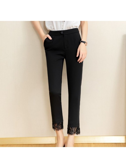 Popular casual black pants women's  summer ne...