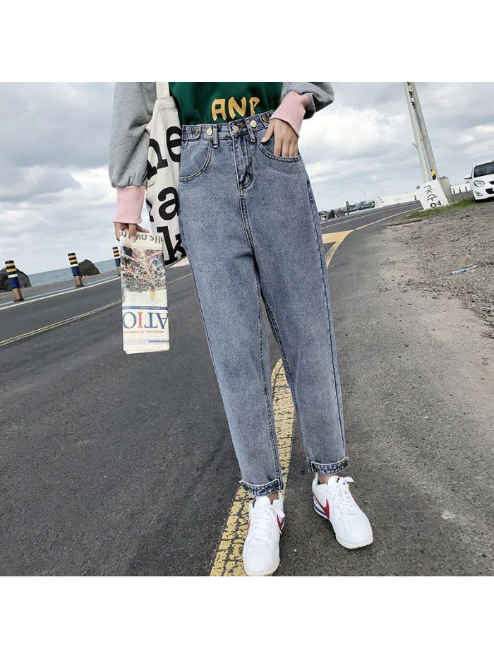 new spring & Autumn daddy pants Harlan jeans women's quarter pants fashion versatile 2001 