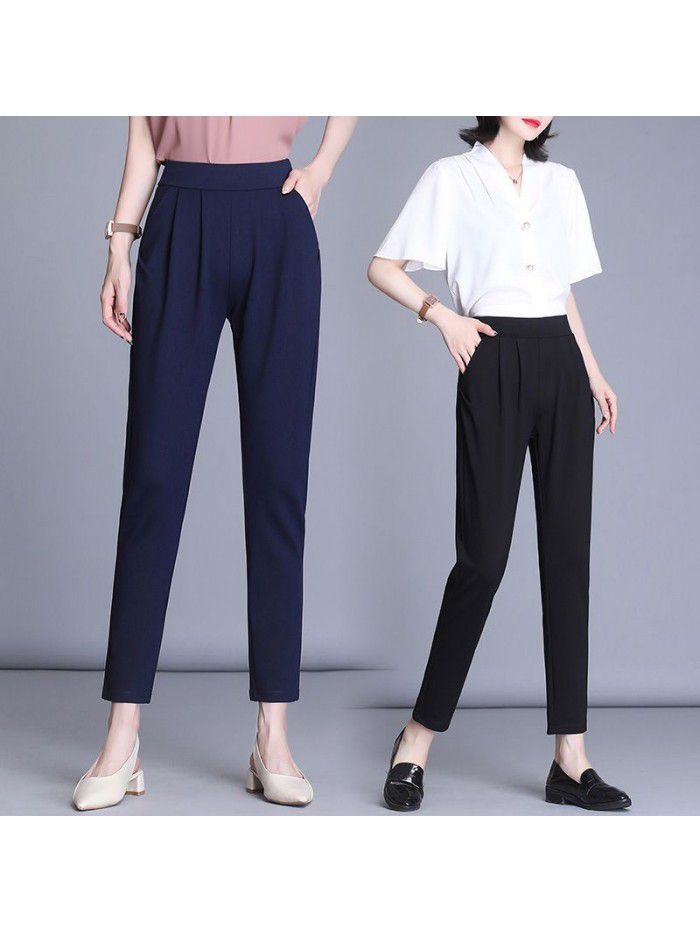 Harlem pants women's autumn summer high waist loose casual pants large elastic pants women's radish pants elastic Capris 