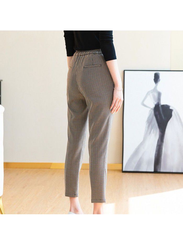 Plaid suit pants  spring and summer new Capris children's summer thin women's Plaid casual pants 