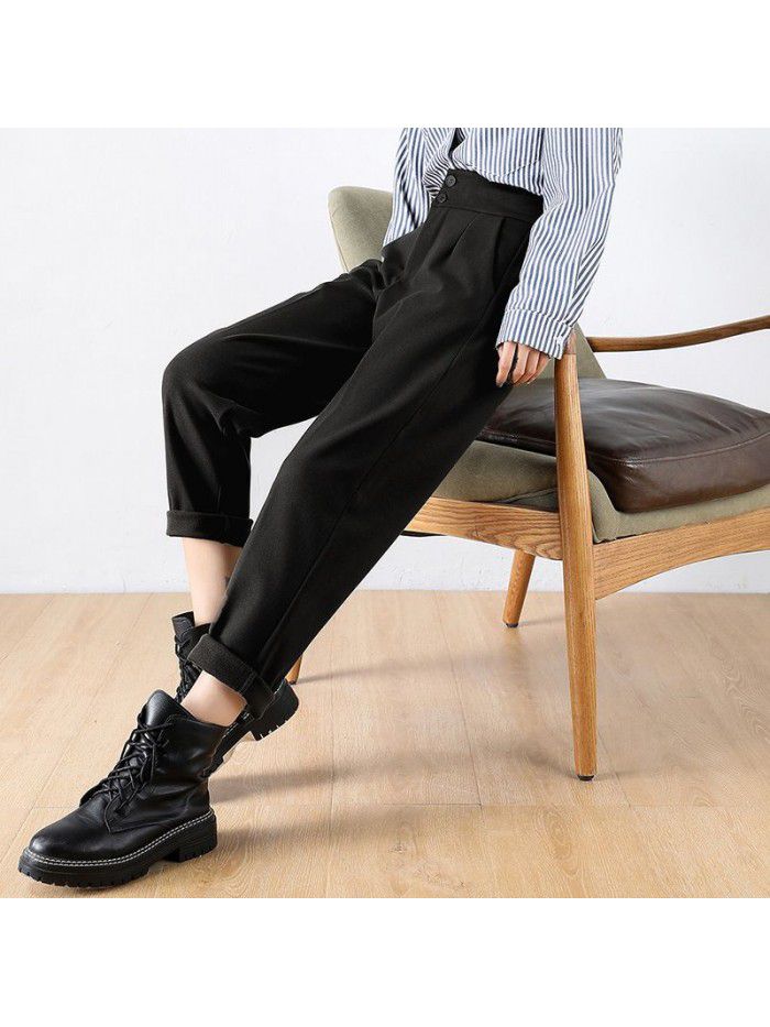 Harlem pants women's pants loose straight tube show thin leisure spring and autumn winter thickened high waist woolen robe pants 