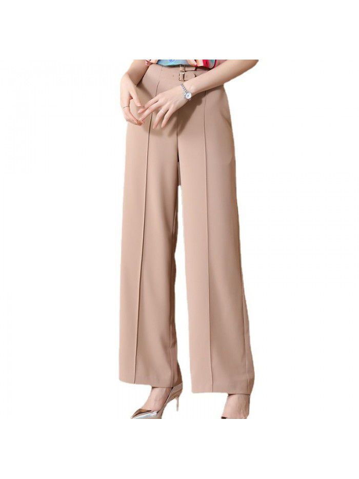 Wide leg pants women's summer  new high waist loose drop feeling show thin casual Korean versatile drop feeling straight pants 