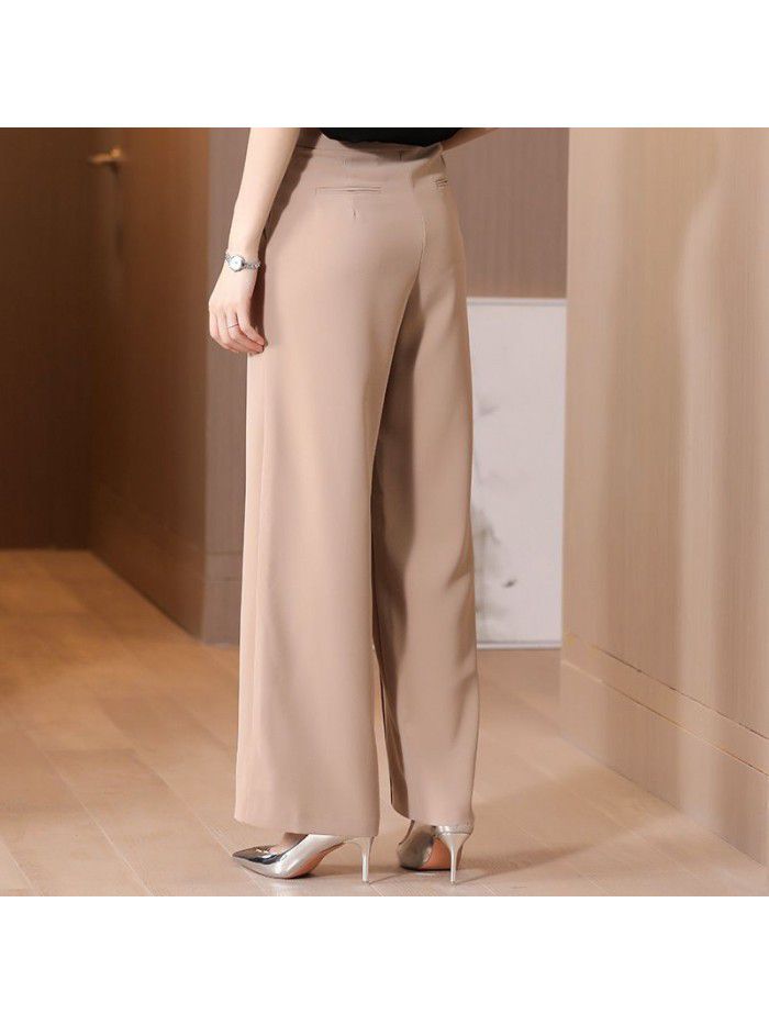 Wide leg pants women's summer  new high waist loose drop feeling show thin casual Korean versatile drop feeling straight pants 