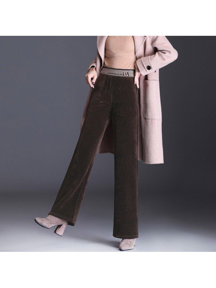 Popular chenille wide leg pants women's new high waist down corduroy straight pants 