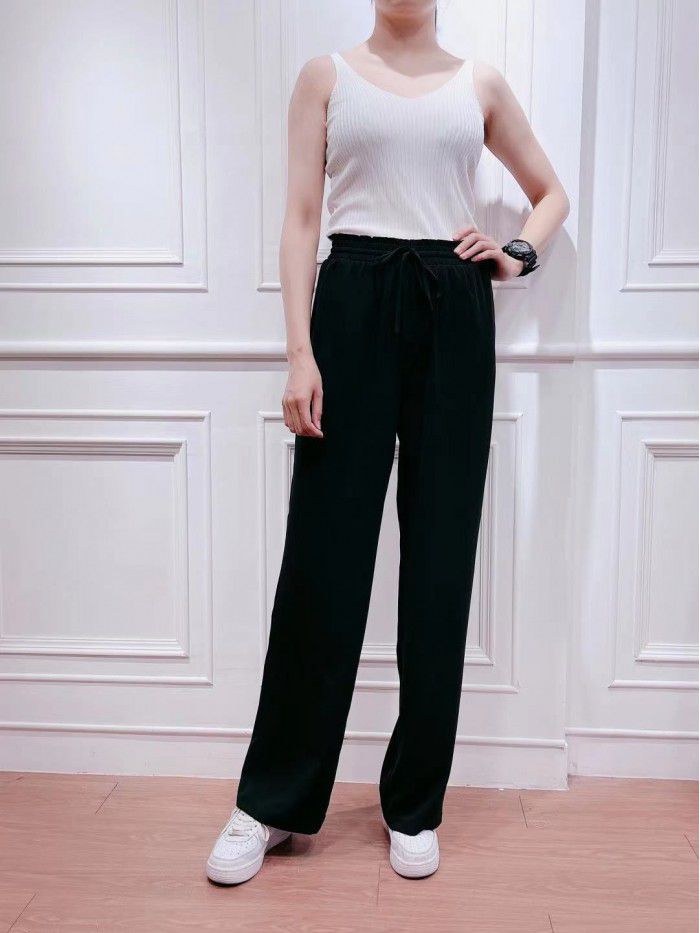 Women's straight pants  new summer loose thin solid high waist casual pants fashion summer wear 