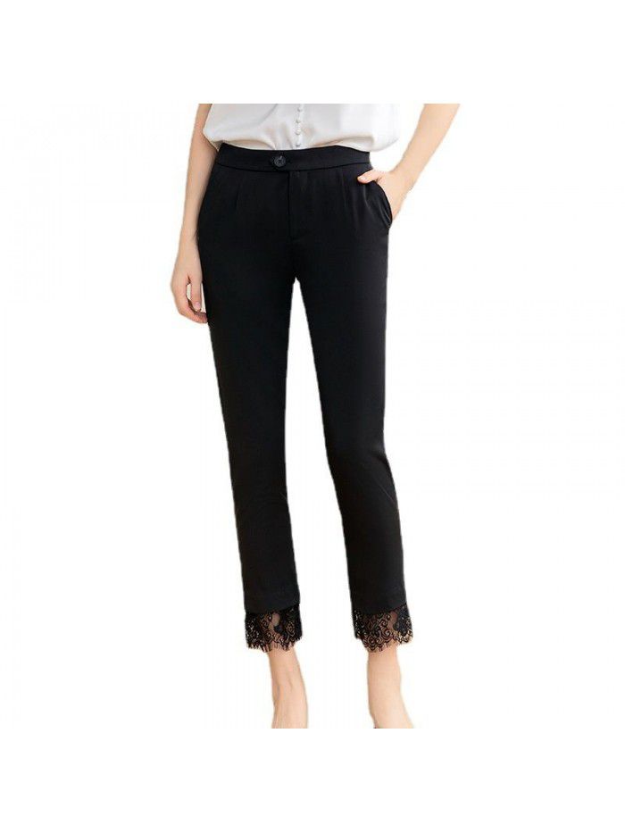 Popular casual black pants women's  summer new slim versatile straight pencil pants Leggings 
