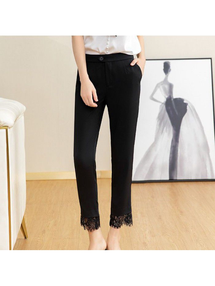 Popular casual black pants women's  summer new slim versatile straight pencil pants Leggings 