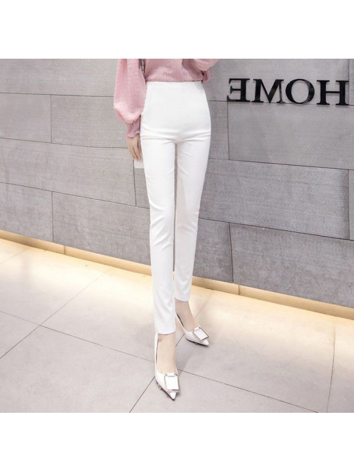 Side zipper pants women's professional wear super high waist trousers slim fit small foot suit pants women's Capris 