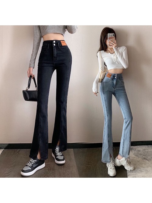 Real photo  new micro split jeans women's loo...