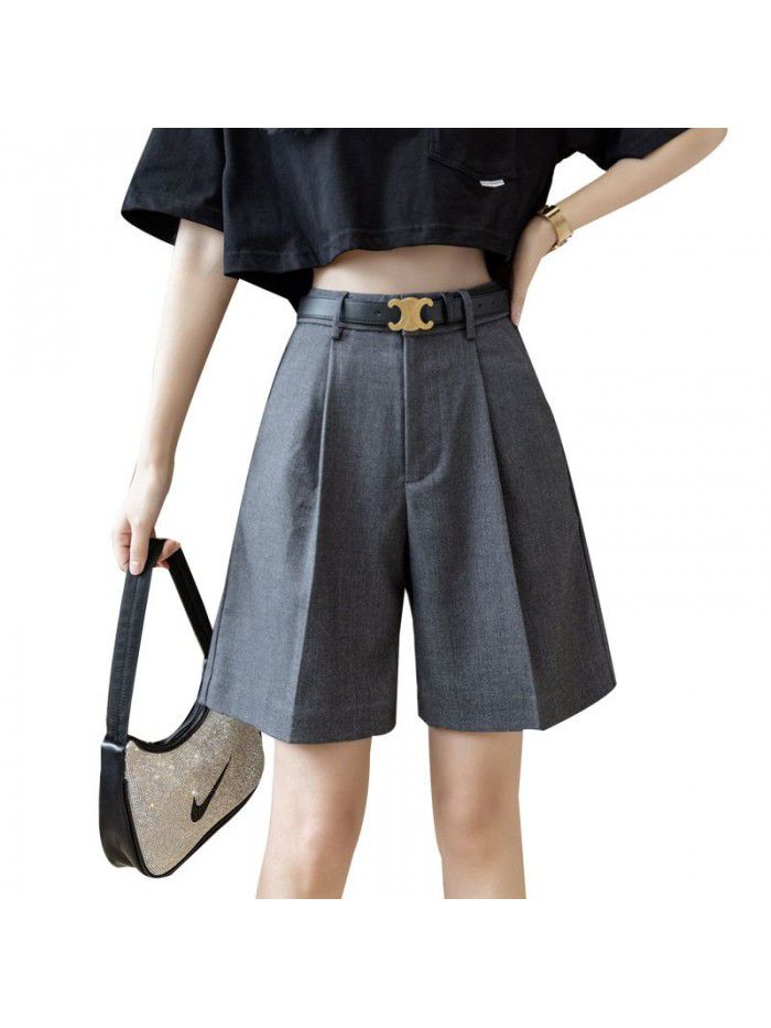  summer new Korean women's wear high waist slim suit wide leg pants loose casual pants women's wear 