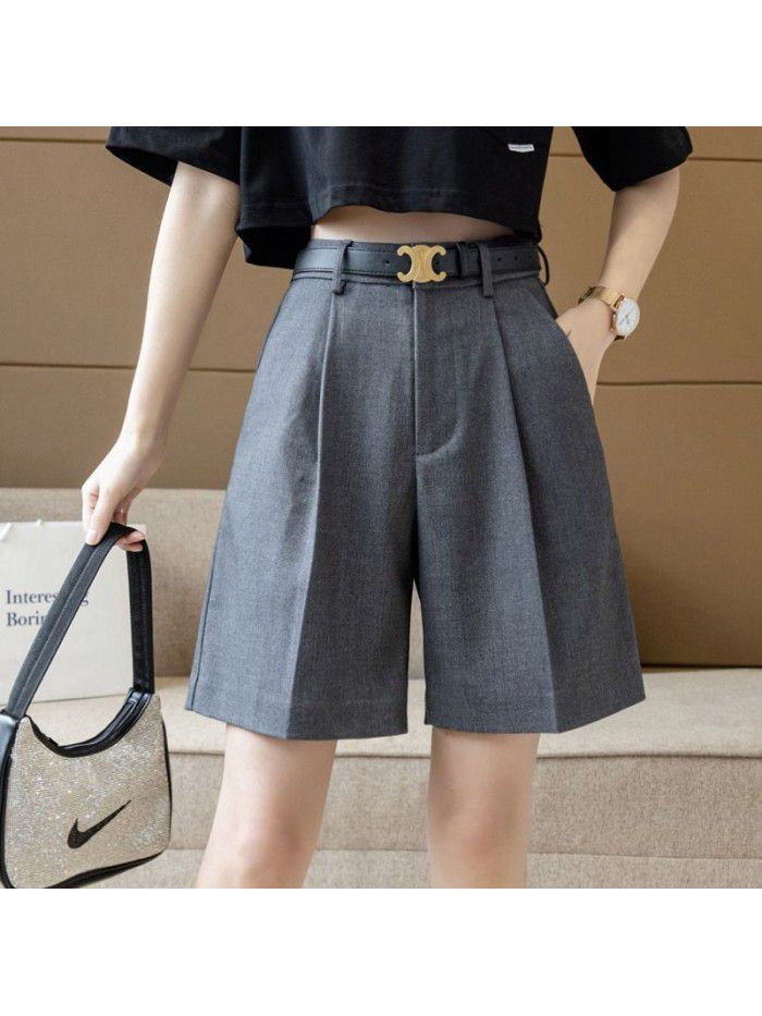  summer new Korean women's wear high waist slim suit wide leg pants loose casual pants women's wear 