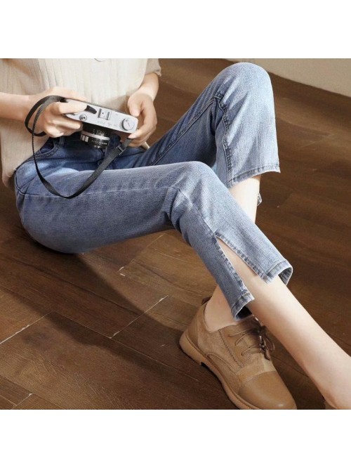  spring split jeans women's high waist SLIM S...