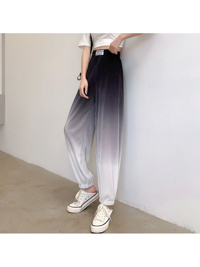 Gradient color design, foot binding, ice silk drape,  pants, women's summer new loose and thin casual pants 