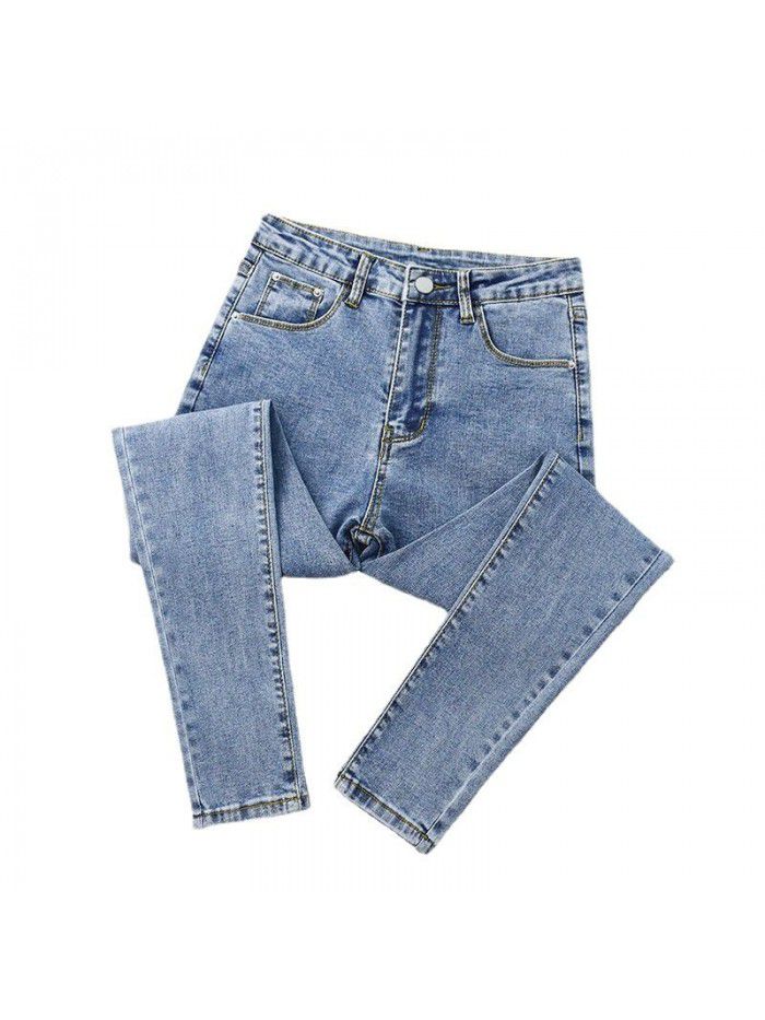 Light stretch large waist jeans women's Capris  new spring slim Leggings 