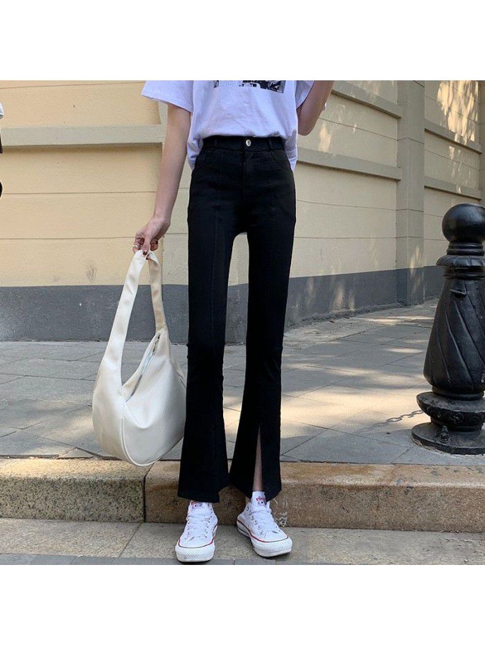 Real photo of  new style women's pants with split ends and leisure showing thin 